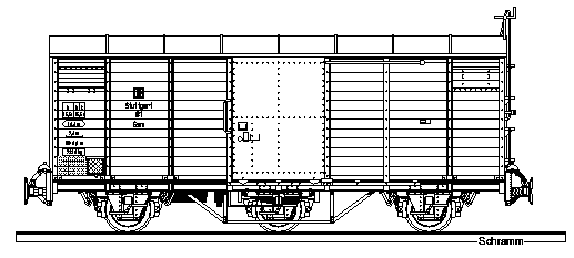 Zeichnung vom gedeckte Güterwagen schwer